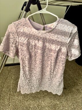 Women's Lavender Lace Short Sleeve Blouse by LOFT